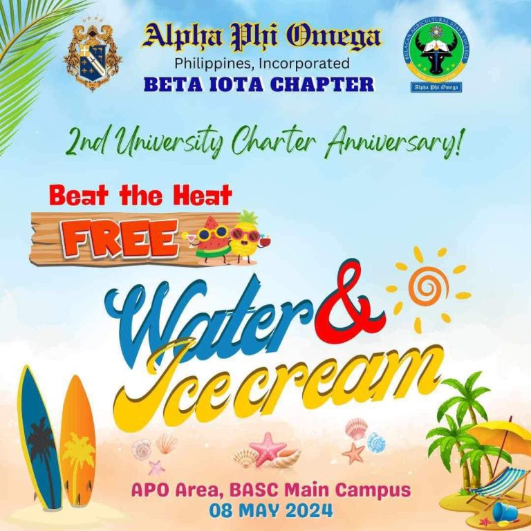 ALPHA PHI OMEGA – BETA IOTA CHAPTER MARKS BSAU’S 2ND CHARTER ANNIVERSARY WITH FREE WATER AND ICE CREAM FOR STUDENTS AND FACULTY