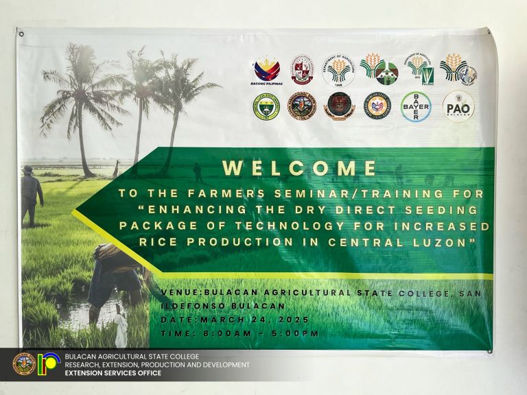 DEPARTMENT OF AGRICULTURE – BUREAU OF AGRICULTURAL RESEARCH (DA-BAR)-FUNDED PROJECT, “ENHANCING THE DRY DIRECT SEEDING PACKAGE OF TECHNOLOGY FOR INCREASED RICE PRODUCTION IN CENTRAL LUZON” SEMINAR